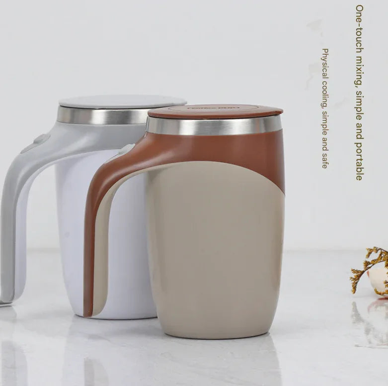 White USB Rechargeable Automatic Stirring Mug - 320ml, Magnetic Mixing Coffee Cup, 12x11x15cm - Mekamart Australia