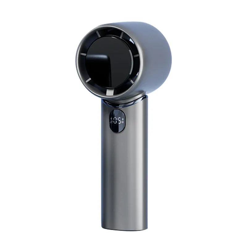 Grey Mini Bladeless Handheld Fan - USB Rechargeable, Quiet Portable Desk Fan - Mekamart Australia