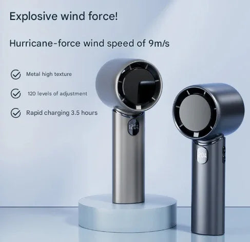 Blue Mini Bladeless Handheld Fan - USB Rechargeable, Quiet Portable Desk Fan - Mekamart Australia