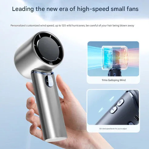 Blue Mini Bladeless Handheld Fan - USB Rechargeable, Quiet Portable Desk Fan - Mekamart Australia