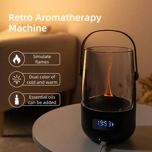 Creative Retro Flame Essential Oil Diffuser - Portable Humidifier for Office, Bedroom & Camping - Mekamart Australia