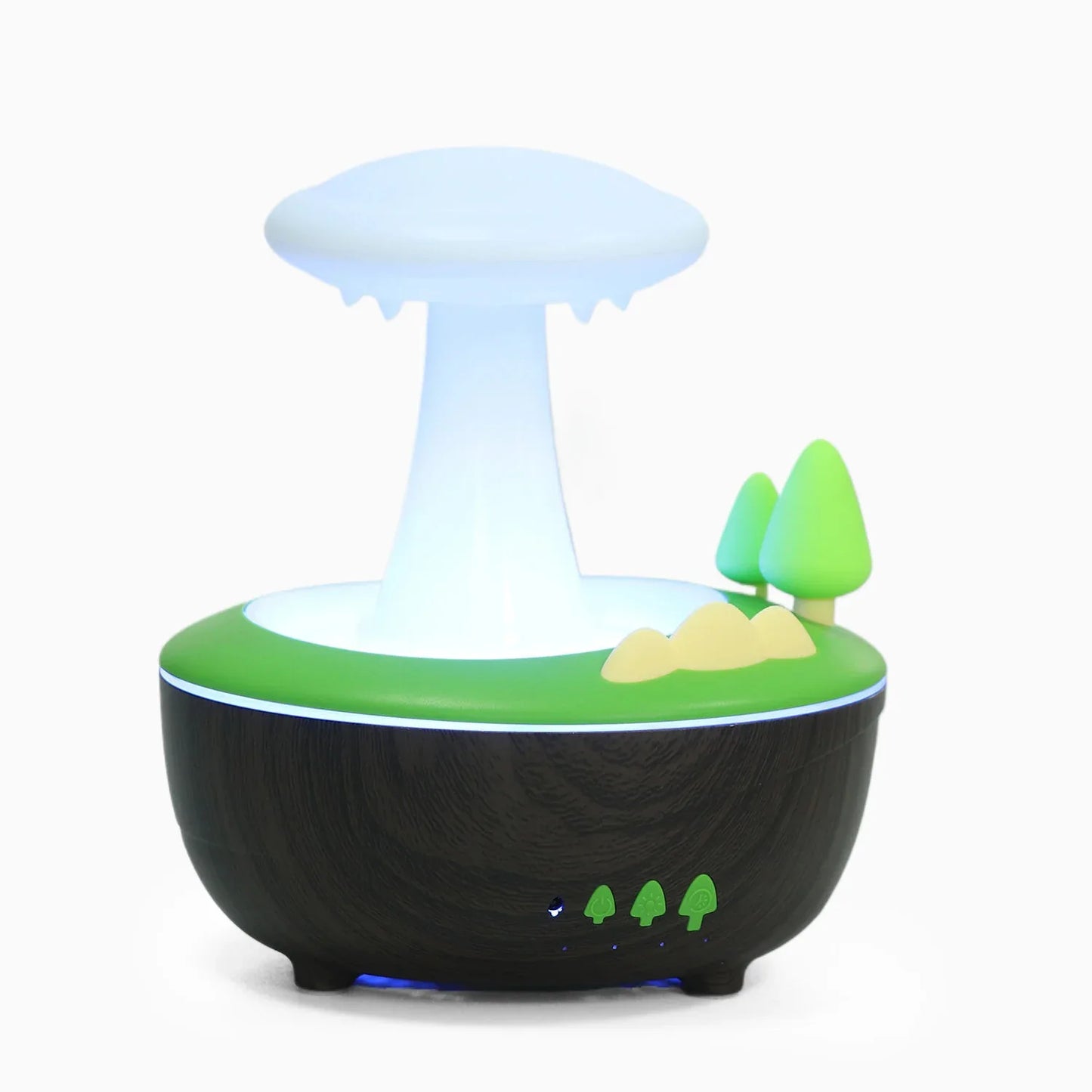 Dark Woodgrain Raindrop Mushroom Aroma Diffuser - 280mL Ultrasonic Humidifier with Colorful Lights - Mekamart Australia