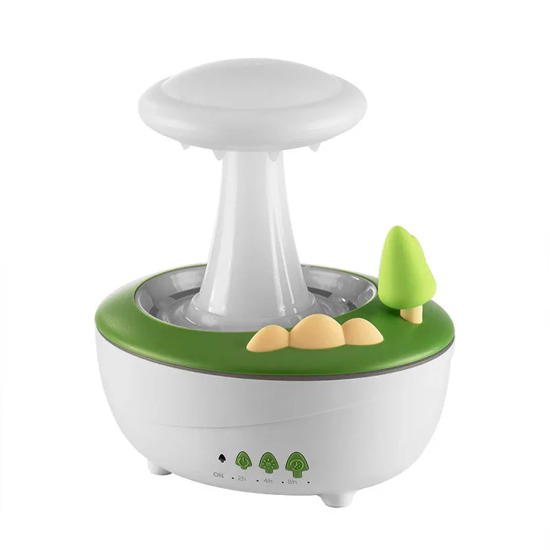 White Woodgrain Raindrop Mushroom Aroma Diffuser - 280mL Ultrasonic Humidifier with Colorful Lights - Mekamart Australia