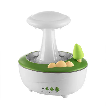 White Woodgrain Raindrop Mushroom Aroma Diffuser - 280mL Ultrasonic Humidifier with Colorful Lights - Mekamart Australia