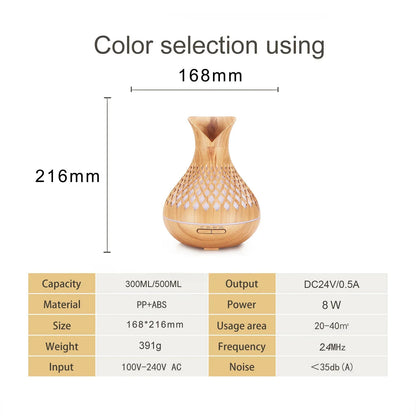 Blue Crack 500ml Wood-Grain Essential Oil Aroma Diffuser with Lattice Design and Humidifier - Mekamart Australia