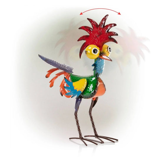 Colorful Garden Rooster Statue - 19 x 22 cm Outdoor Metal Ornament for Lawn and Patio Decor - Mekamart Australia