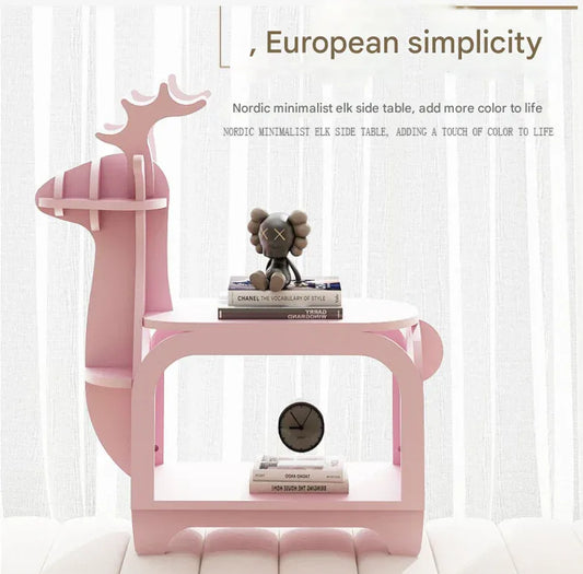 Oak Planking Small Creative Reindeer-Shaped Solid Wood Bookshelf for Kids - Mekamart Australia