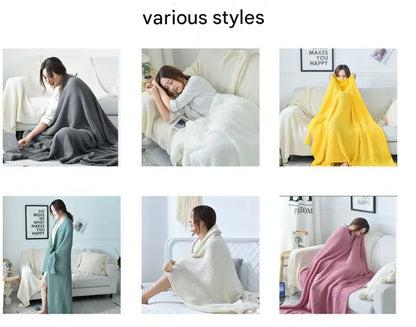 110cm x 150cm Coffee Knitted Sofa Blanket for Autumn and Winter Naps - Mekamart Australia