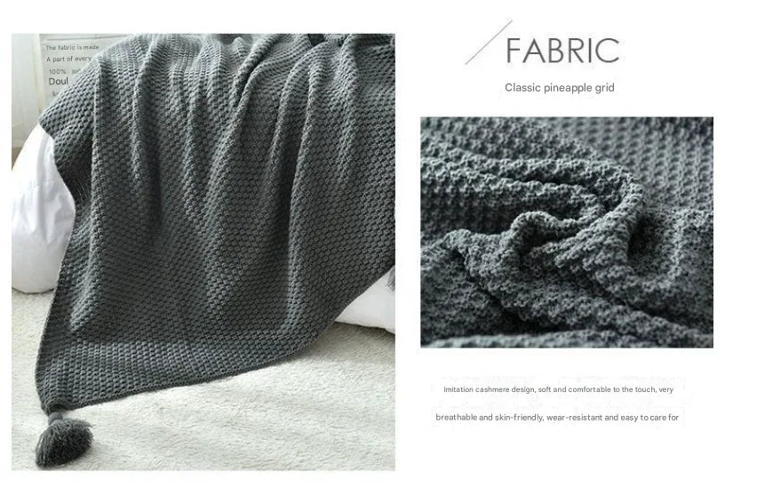 110cm x 150cm Coffee Knitted Sofa Blanket for Autumn and Winter Naps - Mekamart Australia