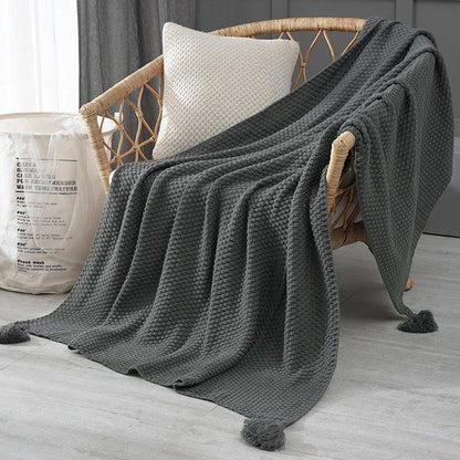 110cm x 150cm Grey Knitted Sofa Blanket for Autumn and Winter Naps - Mekamart Australia