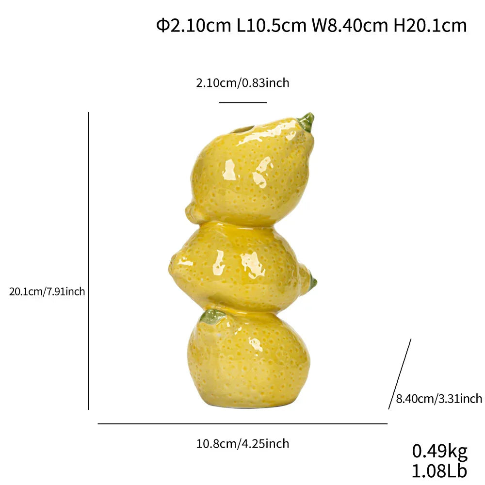 Lemon Nordic-Style Minimalist Fruit and Flower Vase - Modern Home Decor - Mekamart Australia
