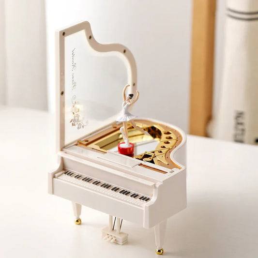 Classical Grand Piano Music Box with Dancing Ballerina(Dancing girl version - white) - Mekamart Australia