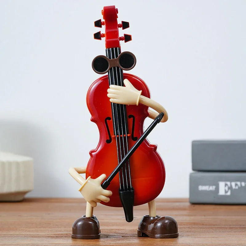 Dancing Musical Instrument Figurines - Wind-Up Guitar & Cello Toys with Moving Parts(Violin) - Mekamart Australia