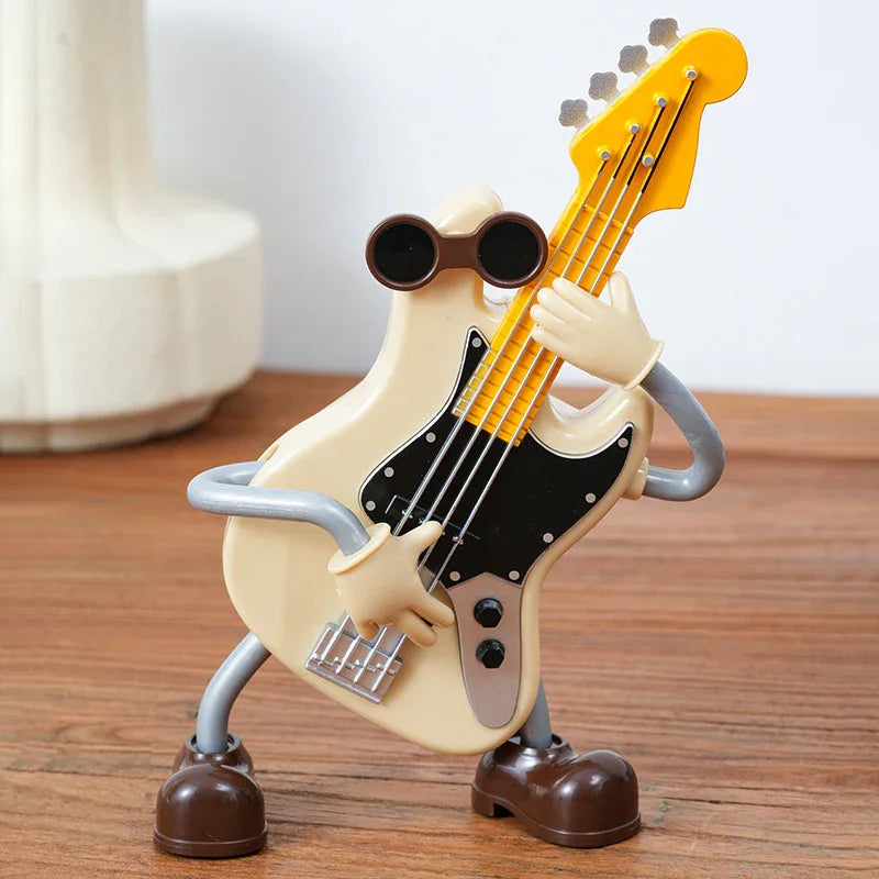 Dancing Musical Instrument Figurines - Wind-Up Guitar & Cello Toys with Moving Parts(Guitar) - Mekamart Australia
