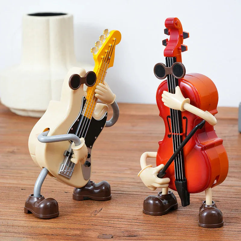 Dancing Musical Instrument Figurines - Wind-Up Guitar & Cello Toys with Moving Parts(Guitar) - Mekamart Australia