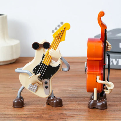 Dancing Musical Instrument Figurines - Wind-Up Guitar & Cello Toys with Moving Parts(Guitar) - Mekamart Australia