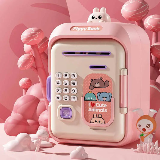 Interactive Kids' Piggy Bank Safe with Music, Stories & Password Lock(Pink) - Mekamart Australia