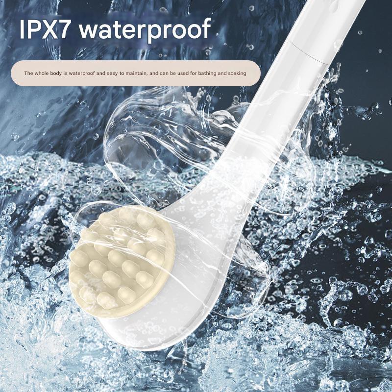 Rechargeable Electric Body Brush & Back Scrubber - 6 Heads, IPX7 Waterproof(white) - Mekamart Australia