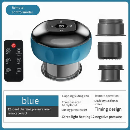 Smart Electric Cupping Therapy Massager - Adjustable Suction & Heat, Red Light Therapy, USB-C Rechargeable(Blue) - Mekamart Australia