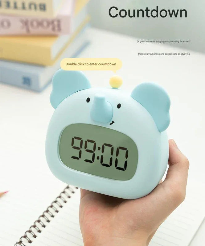 Cute Animal Digital Alarm Clock with Night Light, Temperature & Countdown Timer(Pink salamander) - Mekamart Australia