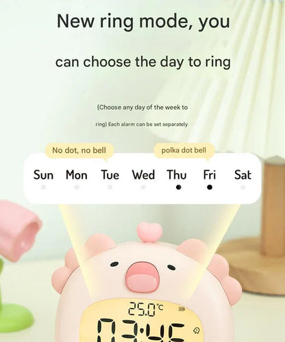 Cute Animal Digital Alarm Clock with Night Light, Temperature & Countdown Timer(Pink salamander) - Mekamart Australia