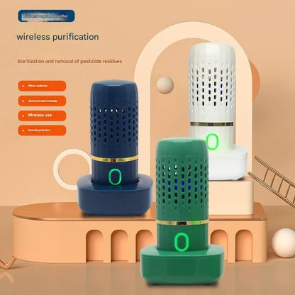 Wireless Fruit & Vegetable Purifier - Electrolytic Cleaning, Removes Residue, IPX7 Waterproof(blue) - Mekamart Australia