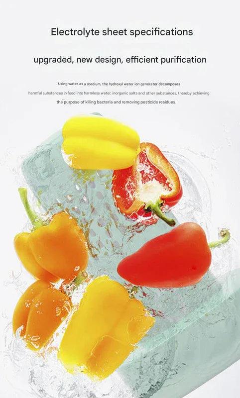 Wireless Fruit & Vegetable Purifier - Electrolytic Cleaning, Removes Residue, IPX7 Waterproof(blue) - Mekamart Australia