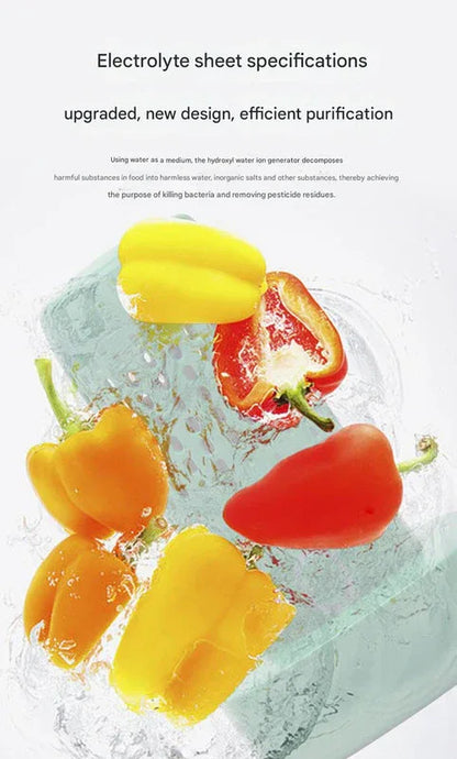 Wireless Fruit & Vegetable Purifier - Electrolytic Cleaning, Removes Residue, IPX7 Waterproof(blue) - Mekamart Australia