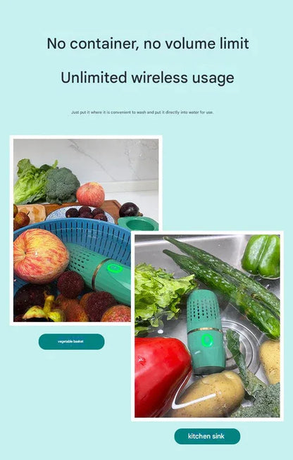 Wireless Fruit & Vegetable Purifier - Electrolytic Cleaning, Removes Residue, IPX7 Waterproof(blue) - Mekamart Australia