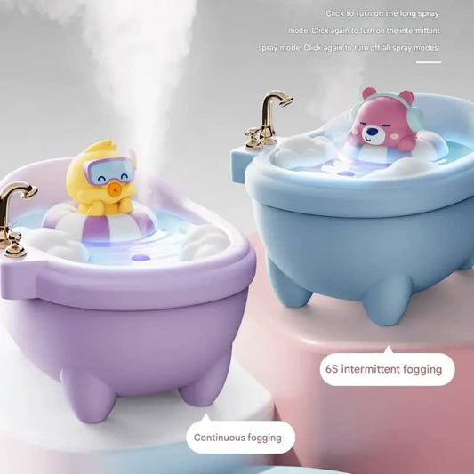 Adorable Bathtub Humidifier with Colorful Night Light - USB-C, 340ml, Auto Shut-Off(Purple Duck) - Mekamart Australia
