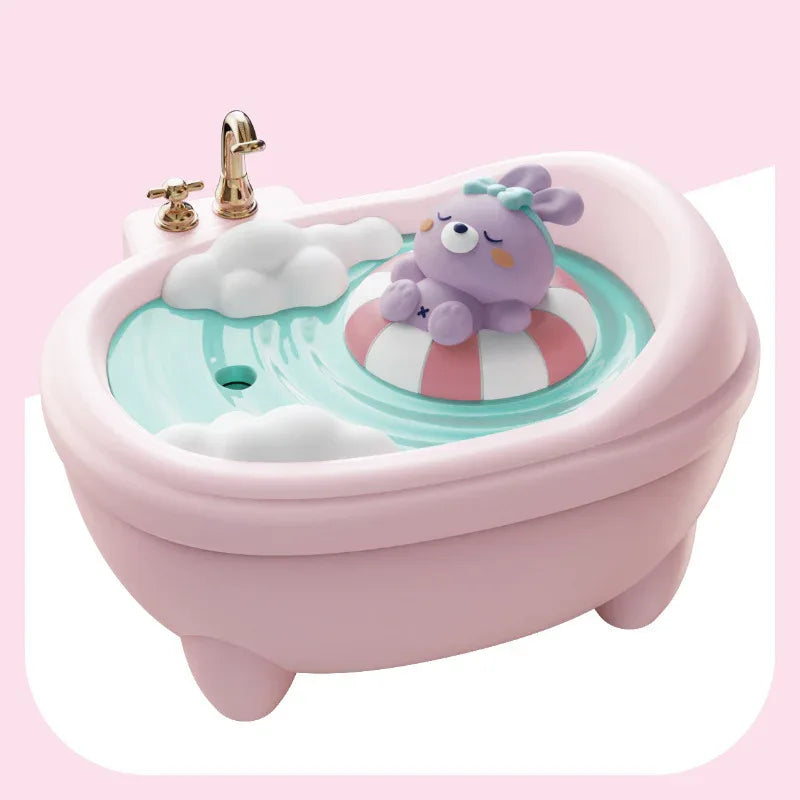 Adorable Bathtub Humidifier with Colorful Night Light - USB-C, 340ml, Auto Shut-Off(Pink Rabbit) - Mekamart Australia