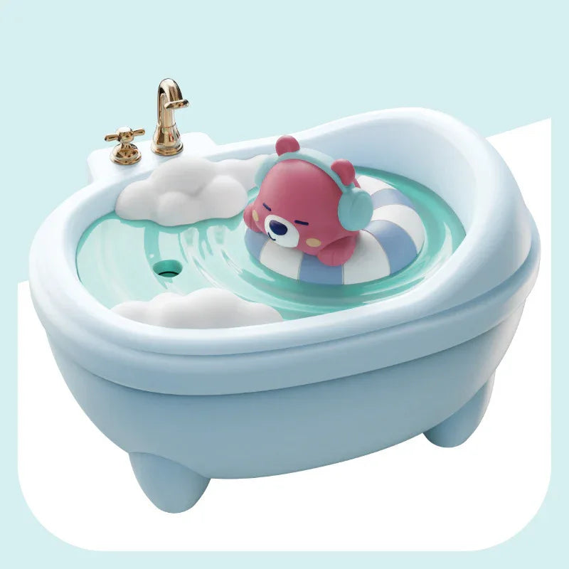 Adorable Bathtub Humidifier with Colorful Night Light - USB-C, 340ml, Auto Shut-Off(Blue Bear) - Mekamart Australia