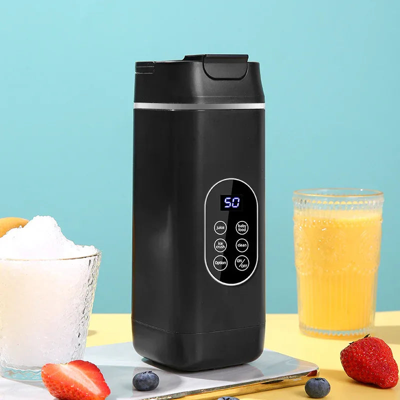 Wireless Portable Juicer Blender - 420ml, 12 Blades, 5-Hour Ice Storage, Digital Display & USB-C Charging(black) - Mekamart Australia