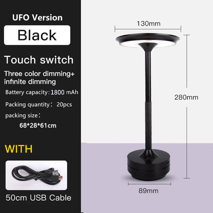 UFO Version LED Desk Lamp - Black Touch Switch with Dimming and USB Cable - Mekamart Australia