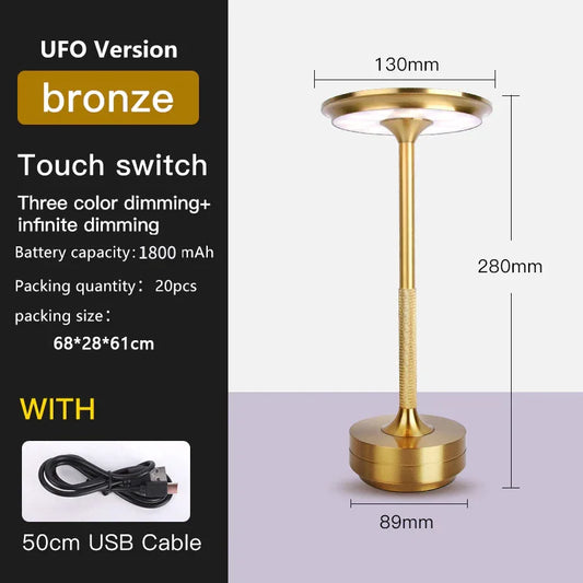 UFO Version LED Desk Lamp - Gold Touch Switch with Dimming and USB Cable - Mekamart Australia