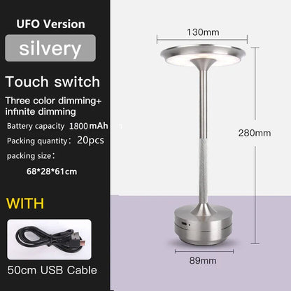 UFO Version LED Desk Lamp - Silver Touch Switch with Dimming and USB Cable - Mekamart Australia