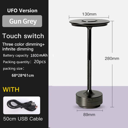 UFO Version LED Desk Lamp - Gunmetal Gray Touch Switch with Dimming and USB Cable - Mekamart Australia