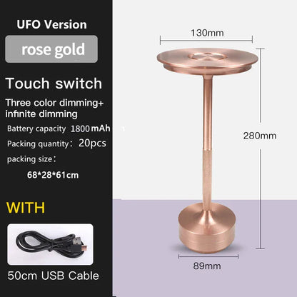UFO Version LED Desk Lamp - Rose Gold Touch Switch with Dimming and USB Cable - Mekamart Australia