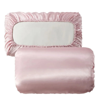 Pink Silky Satin Pillowcase Pair - Smooth for Hair & Skin, Elastic Fitted (46x70+16cm) - Mekamart Australia
