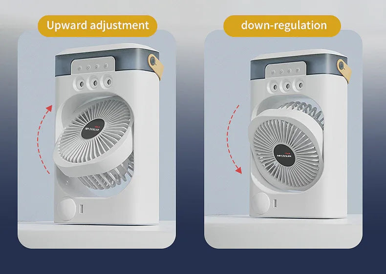 Black 3-in-1 Portable Air Cooler Fan - Desktop Humidifier & LED Light, Nano Mist - Mekamart Australia