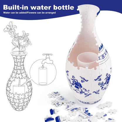 Unique 3D Puzzle Vase with Built-in Water Holder - Fun DIY Project (Autumn) - Mekamart Australia
