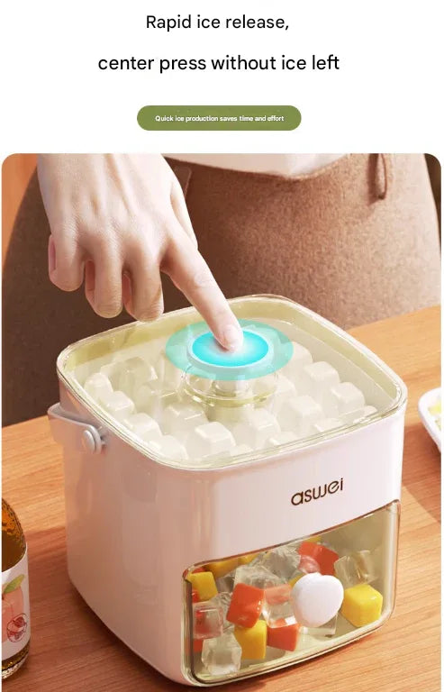 Green Innovative Press-Release Ice Cube Maker - Dual Layer Trays & Storage Bin (48 Cubes) - Mekamart Australia