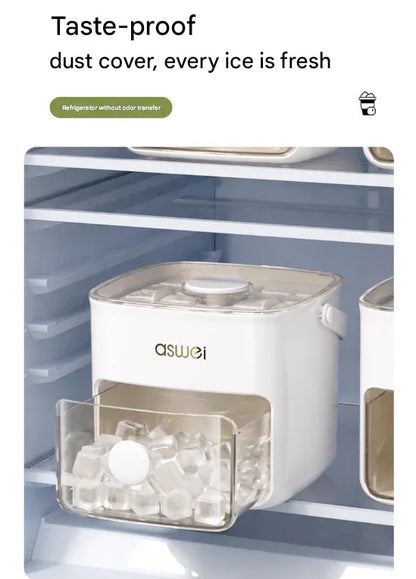 Green Innovative Press-Release Ice Cube Maker - Dual Layer Trays & Storage Bin (48 Cubes) - Mekamart Australia
