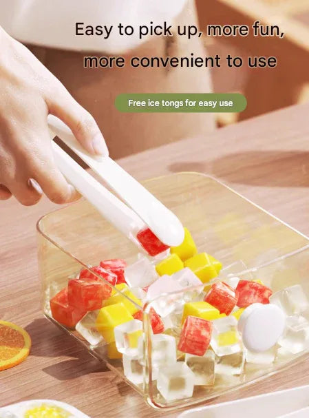 Blue Innovative Press-Release Ice Cube Maker - Dual Layer Trays & Storage Bin (48 Cubes) - Mekamart Australia
