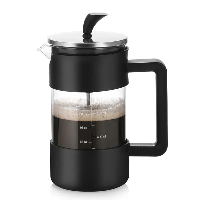 Black Classic 1000ml French Press Coffee & Tea Maker - Heat Resistant Borosilicate Glass, Stainless Steel Filter - Mekamart Australia