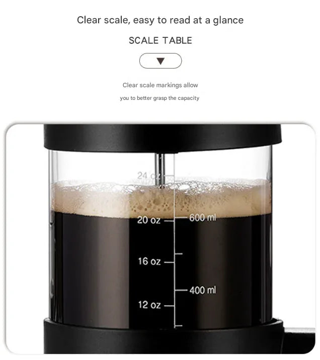 Black Classic 1000ml French Press Coffee & Tea Maker - Heat Resistant Borosilicate Glass, Stainless Steel Filter - Mekamart Australia