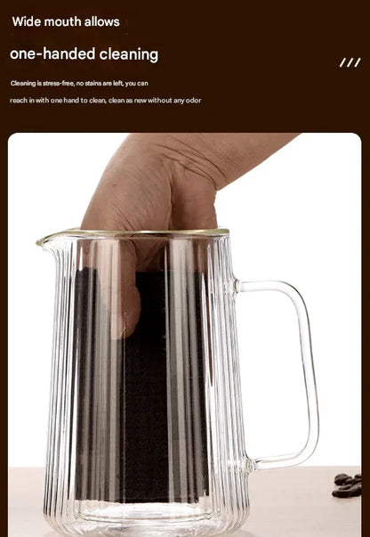 Transparent Elegant Ribbed Double Wall Glass French Press - 1000ml Heat Resistant Coffee and Tea Maker with Stainless Steel Filter - Mekamart Australia