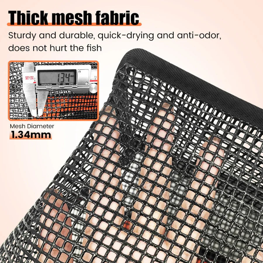 1 Piece Orange and Black Durable Collapsible Fishing Keepnet - Large 40.5L Quick-Dry Coated Nylon Fish Basket for Live Bait & Catch - Mekamart Australia