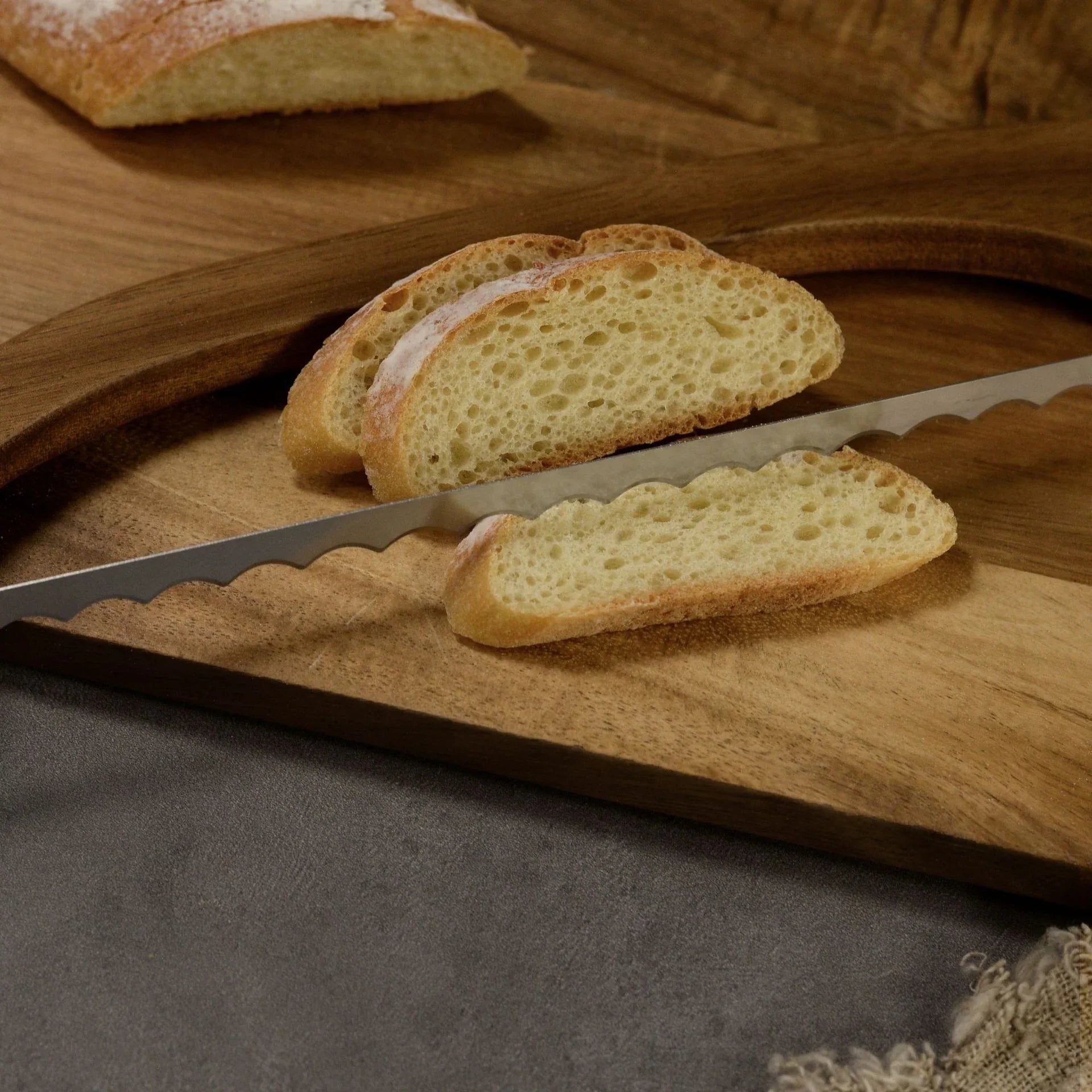 2 Pcs Brown Artisan Wooden Bread Bow Knife - Serrated Stainless Steel Slicer for Effortless Crumb-Free Cutting - Mekamart Australia