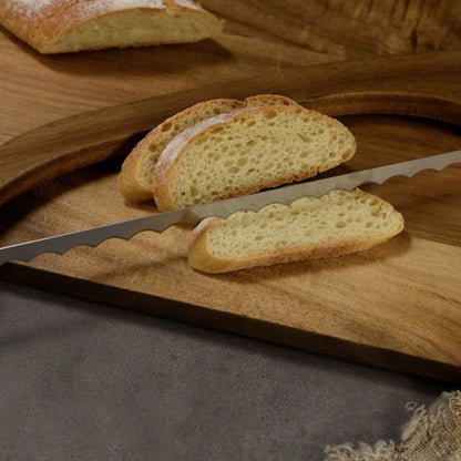 2 Pcs Brown Artisan Wooden Bread Bow Knife - Serrated Stainless Steel Slicer for Effortless Crumb-Free Cutting - Mekamart Australia